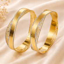 Wave Pattern Gold Bangles