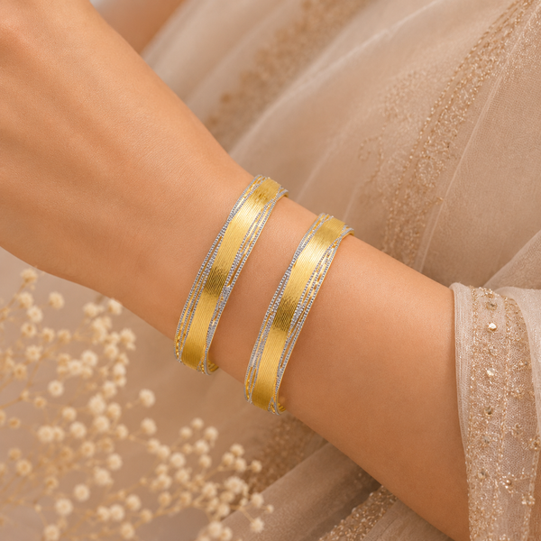 Wave Pattern Gold Bangles