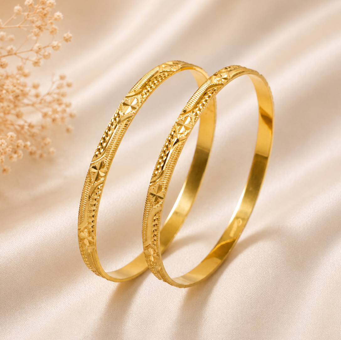Traditional Engraved Gold Bangles