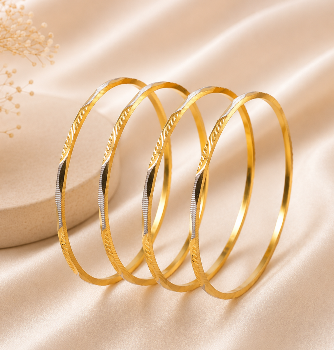 Twisted Four-Piece Gold Bangles Set