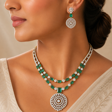 Zariya Emerald Radiance Diamond Necklace Set