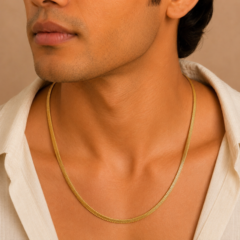 Regal Weave Gold Chain For Him