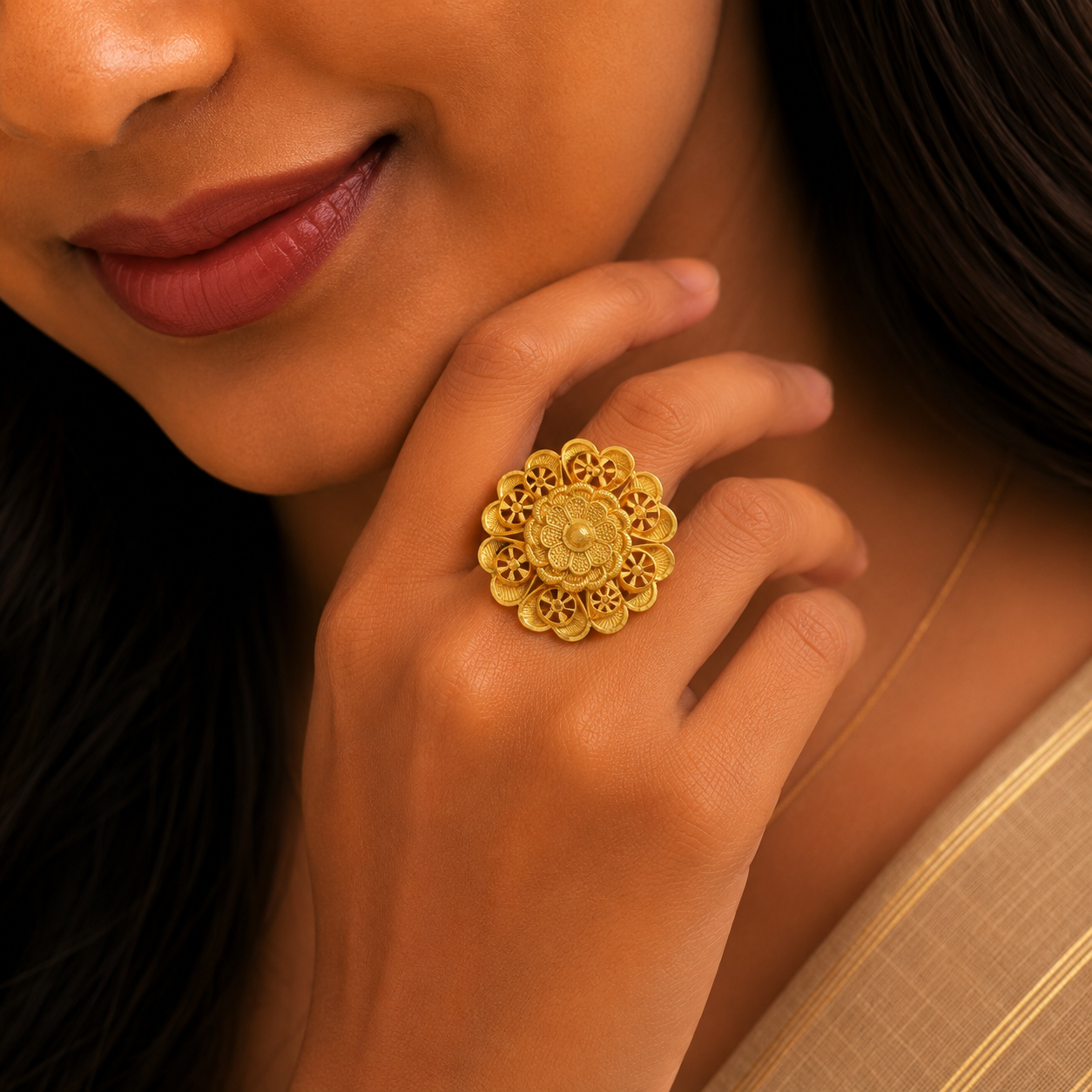 Heritage Lotus Bloom Gold Ring