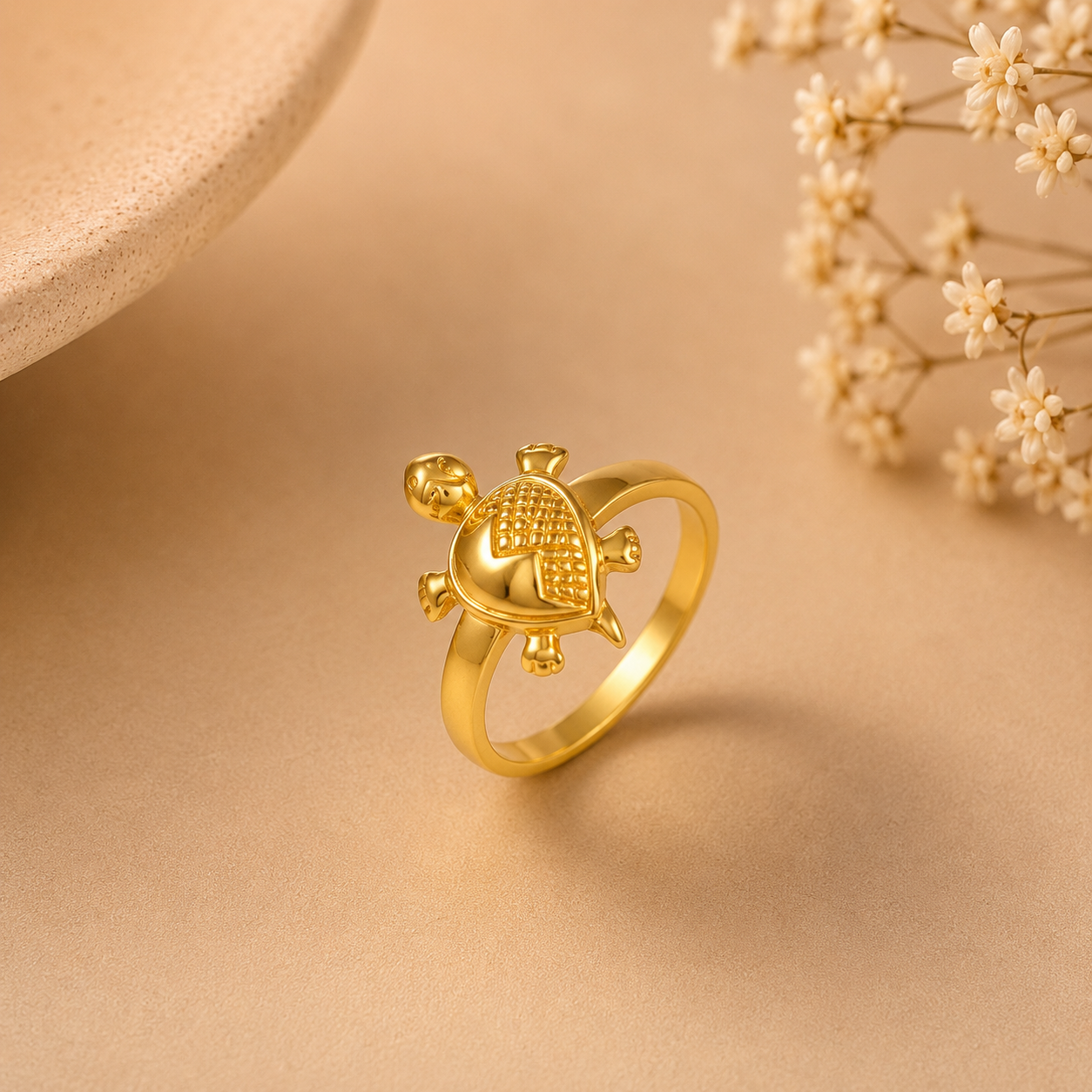 Tavisha Lucky Turtle Charm Gold Ring