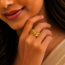 Rishika Floral Mesh Gold Ring