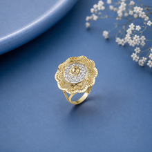 Aarvika Regal Dual-Tone Floral Gold Ring