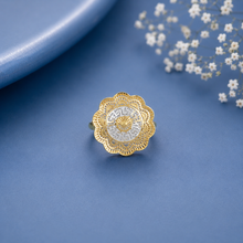 Aarvika Regal Dual-Tone Floral Gold Ring