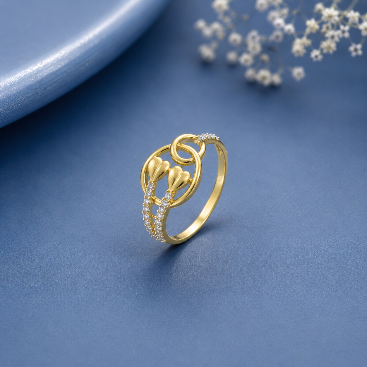 Aadhira Floral Lattice Grace Gold Ring