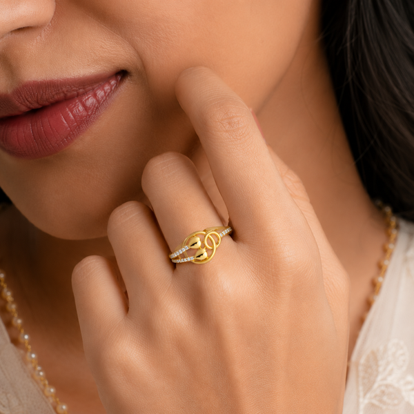 Aadhira Floral Lattice Grace Gold Ring