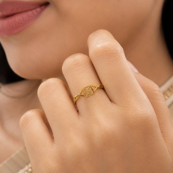 Geometric Blossom Grace Gold Ring