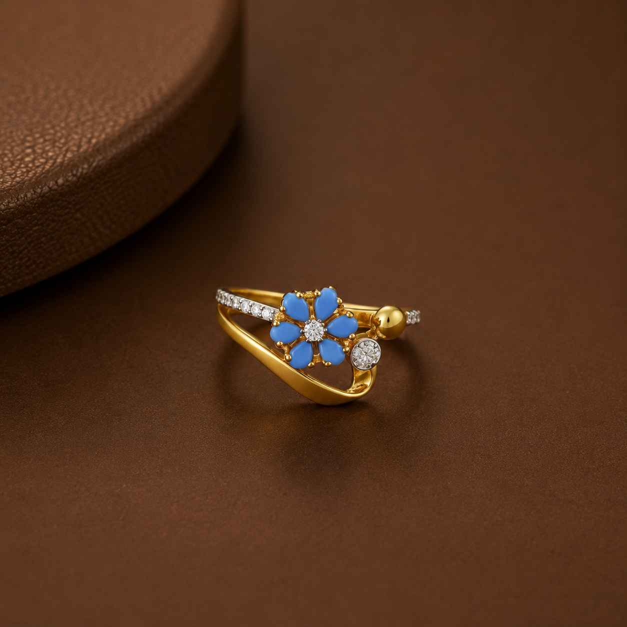 Royal Blue Blossom Gold Ring