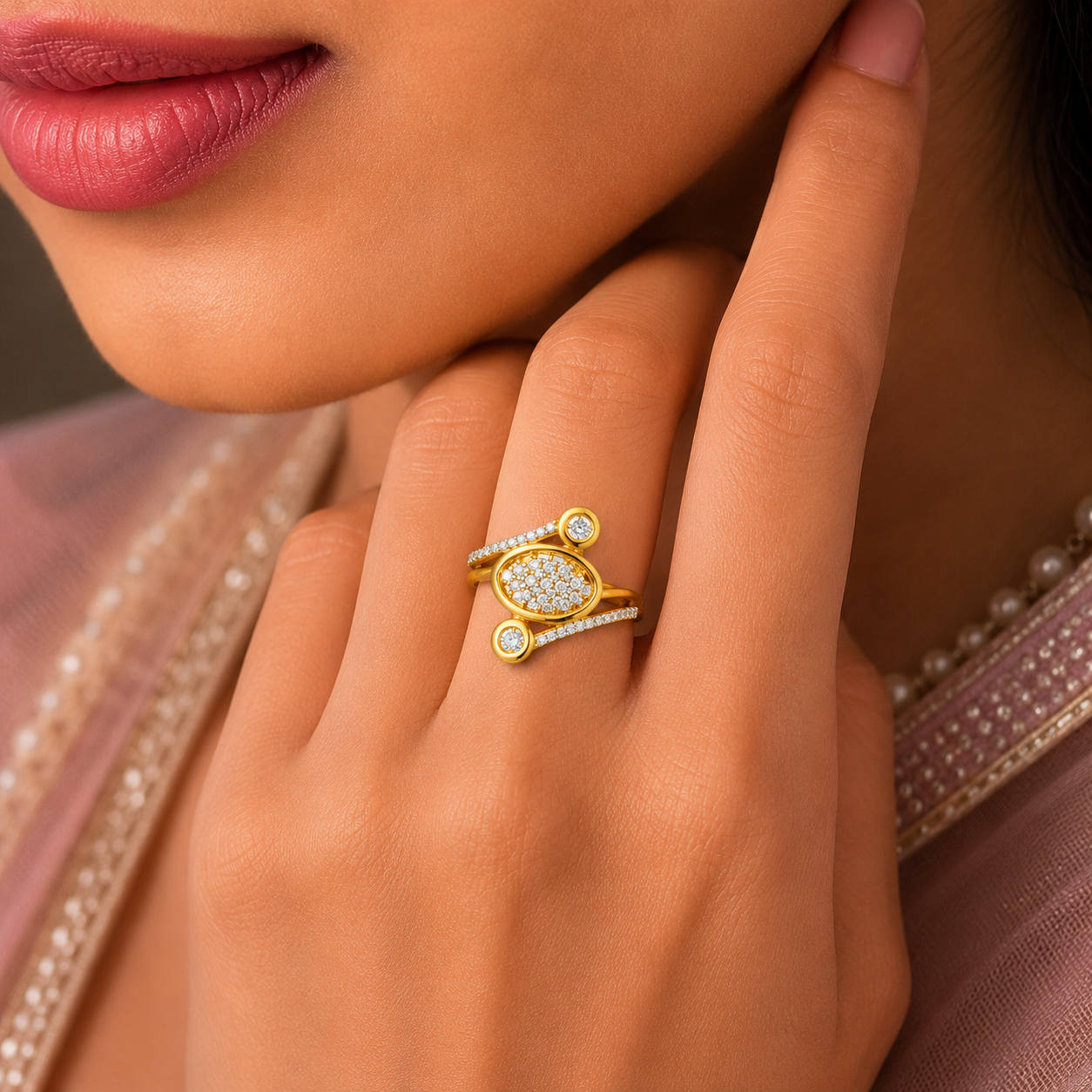 Kiyana Aura Designer Gold Ring