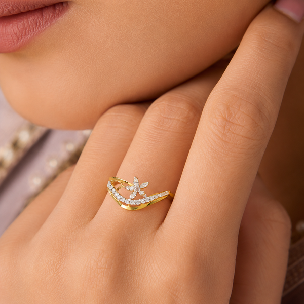 Avnika Dainty Floral Elegance Gold Ring