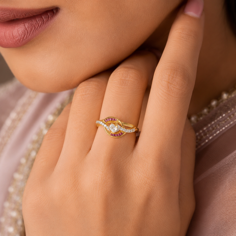 Aarohi Ruby Radiance Gold Ring