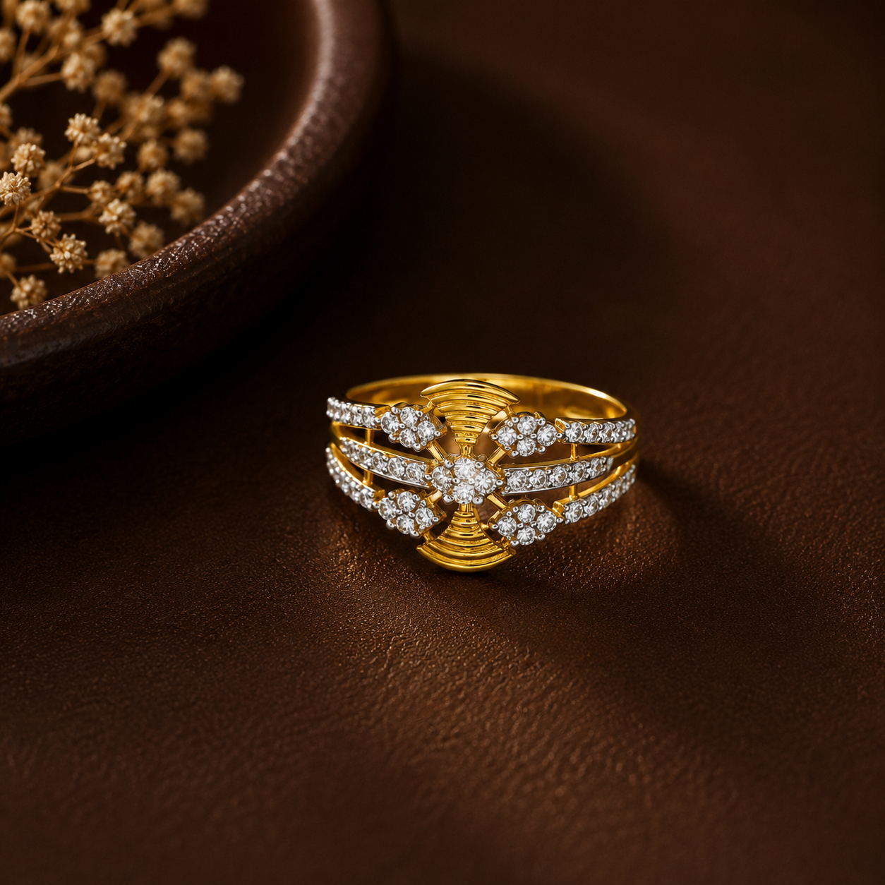Anvika Radiant Bloom Elegance Gold Ring
