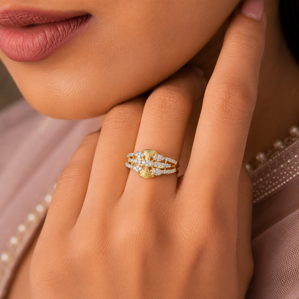 Anvika Radiant Bloom Elegance Gold Ring