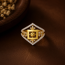Ishani Imperial Square Sparkle Gold Ring