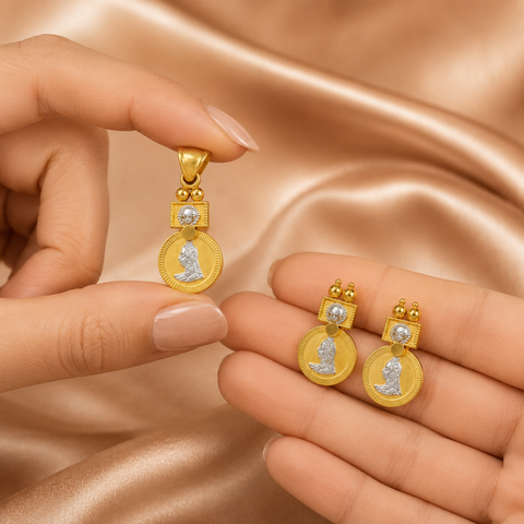 Vaanya Heritage Coin Gold Pendant Set