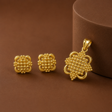 Anvika Floral Gold Bead Cluster Pendant Set