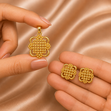 Anvika Floral Gold Bead Cluster Pendant Set
