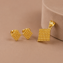 Myra Geometric Gold Mesh Pendant Set
