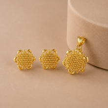 Noor Floral Granule Heritage Gold Pendant Set