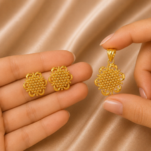 Noor Floral Granule Heritage Gold Pendant Set