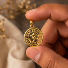 Circular Geometric Om Gold Pendant