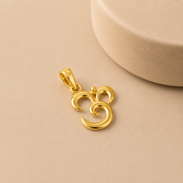 Modern Fluid Om Gold Pendant For Him