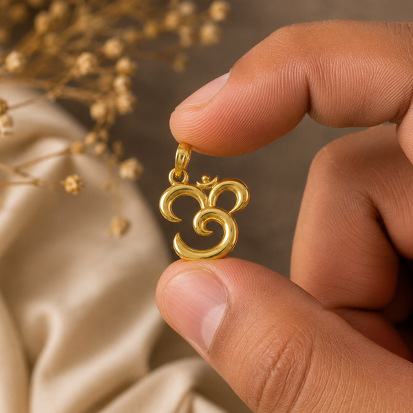 Modern Fluid Om Gold Pendant For Him