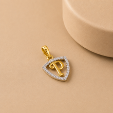 Initial 'P' Shield Gold Pendant