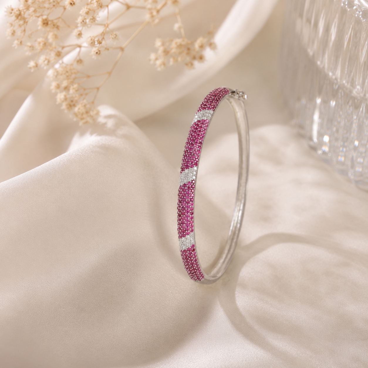 Pink Petal Silver Bracelet
