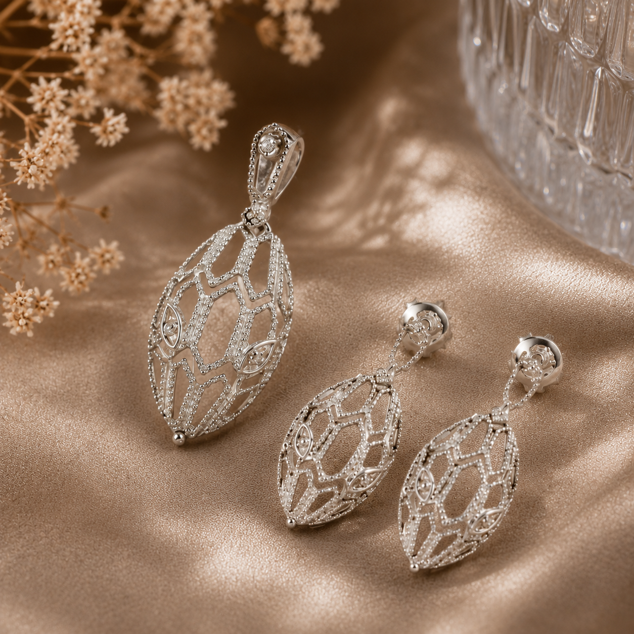 Imperial Weave  Silver Pendant Set