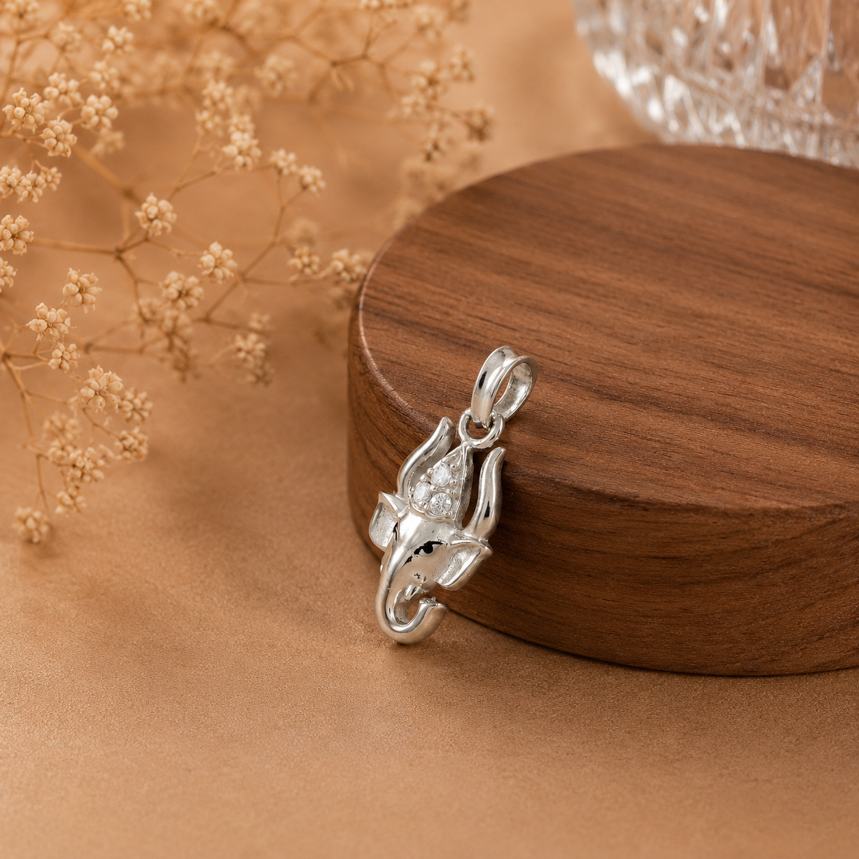Prosperity Ganesha Charm Silver Pendant