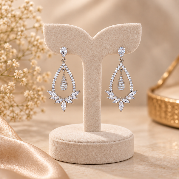 Crystal Bloom Silver Earrings