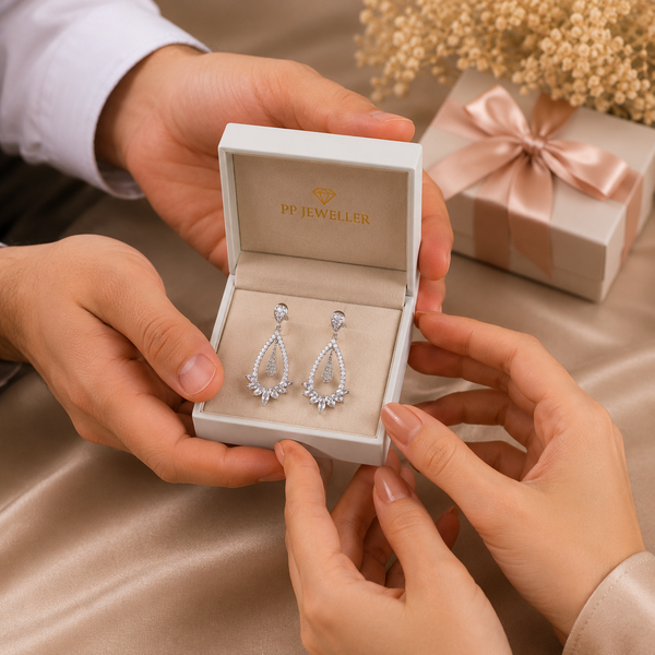 Crystal Bloom Silver Earrings