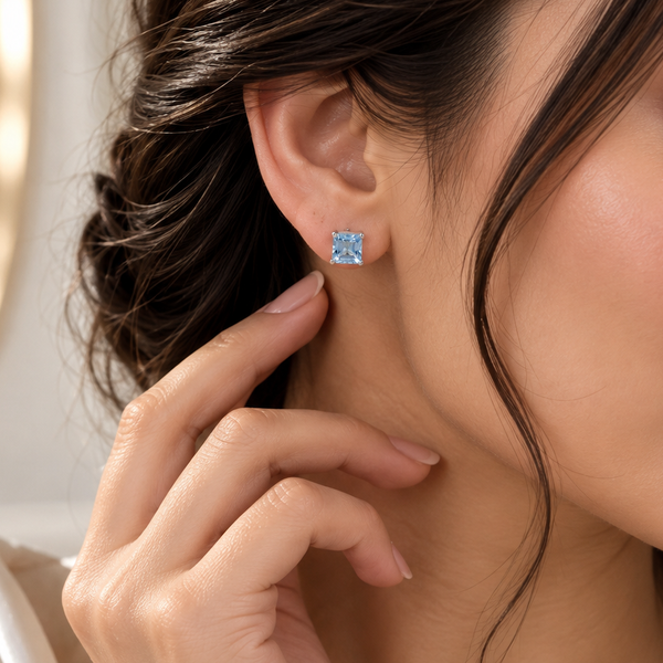 Vanya Blue Aura Silver Earrings