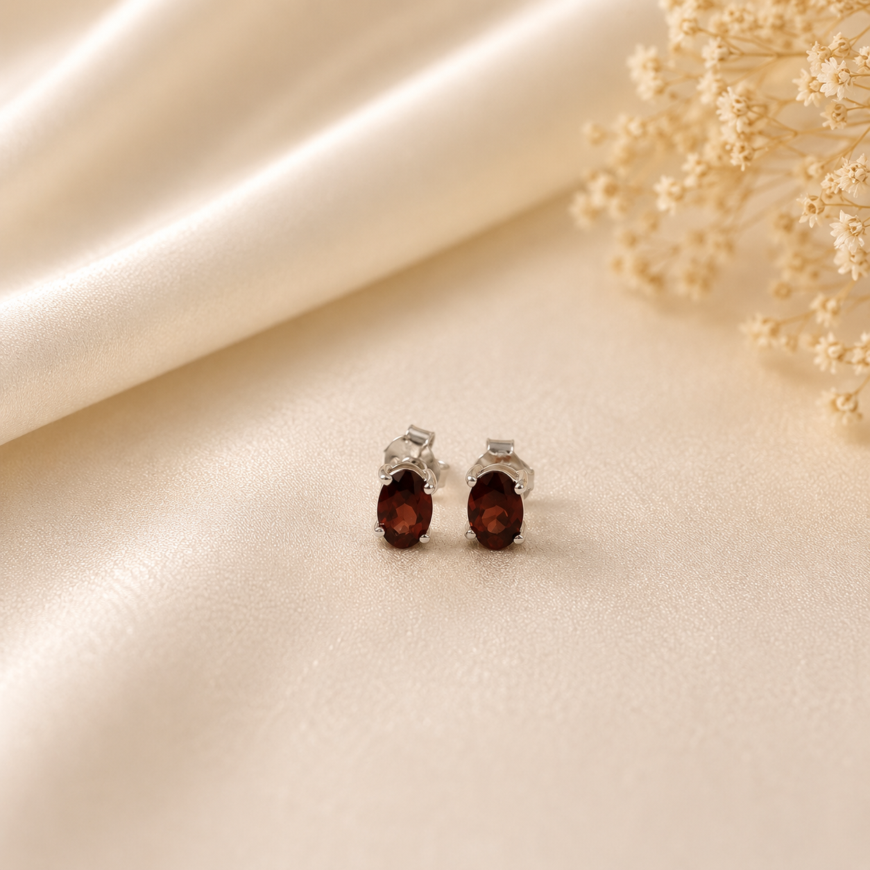 Regal Gem Stone Silver Earrings