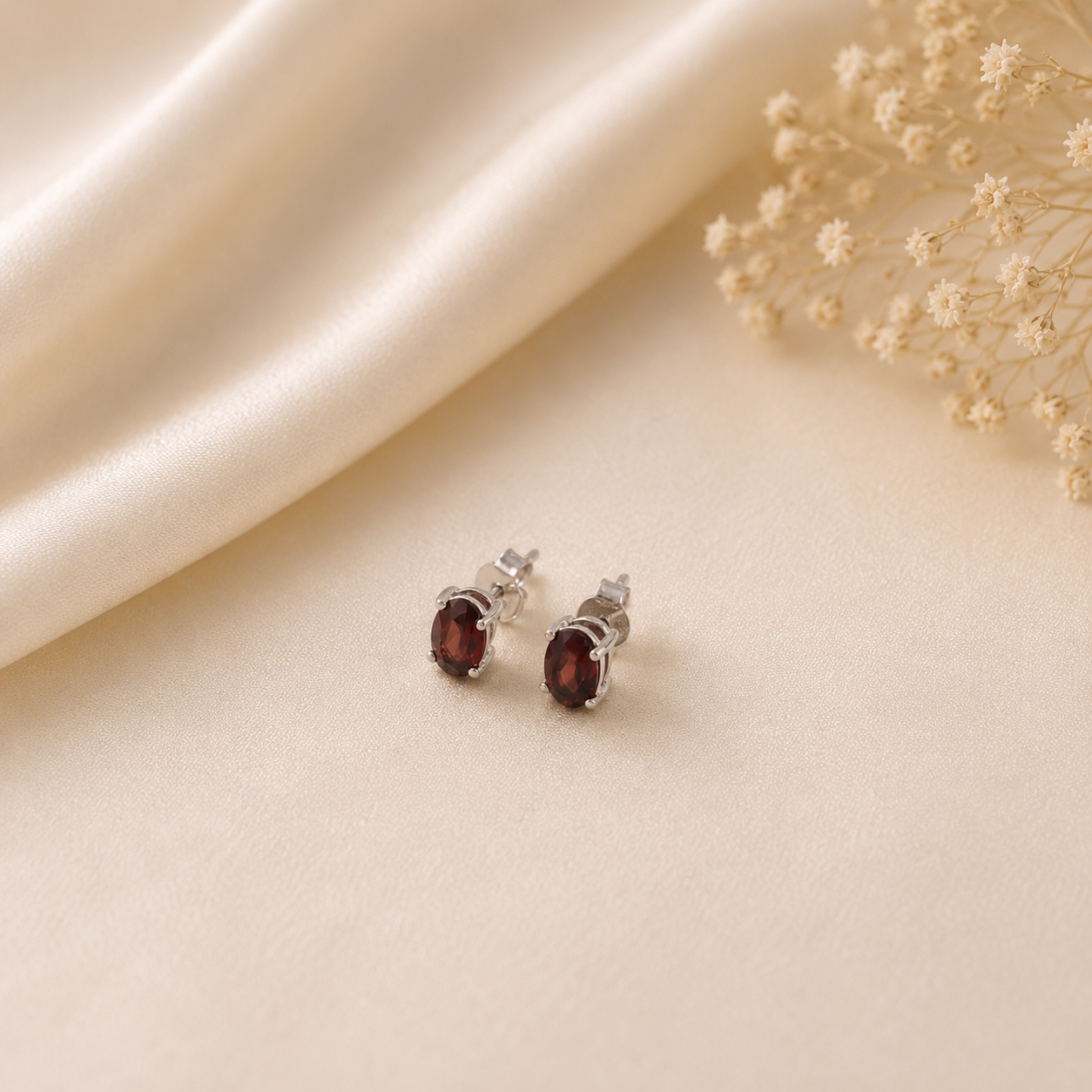 Regal Gem Stone Silver Earrings