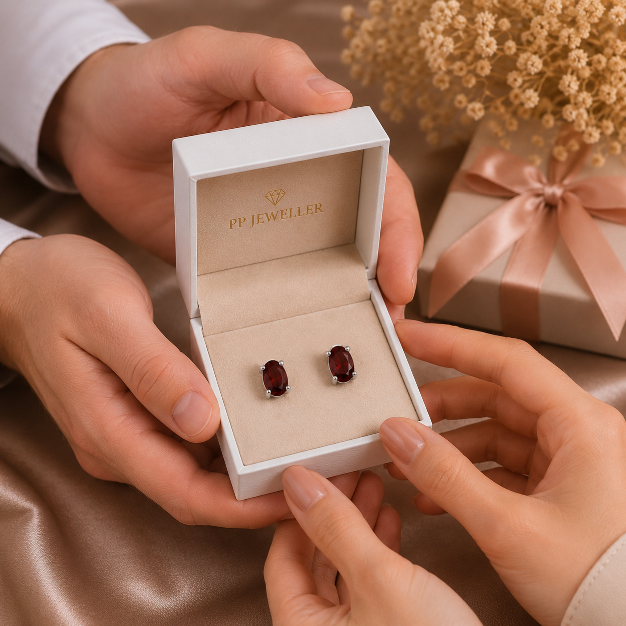 Regal Gem Stone Silver Earrings