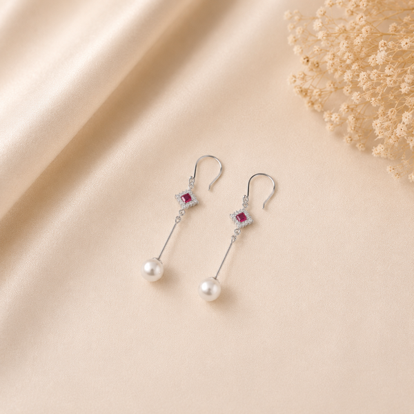 Eternal Pearl Drops Silver Earrings