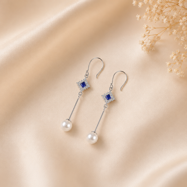 Trisha Blue Drops Silver Earrings