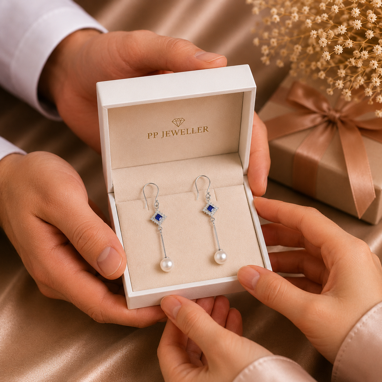 Trisha Blue Drops Silver Earrings