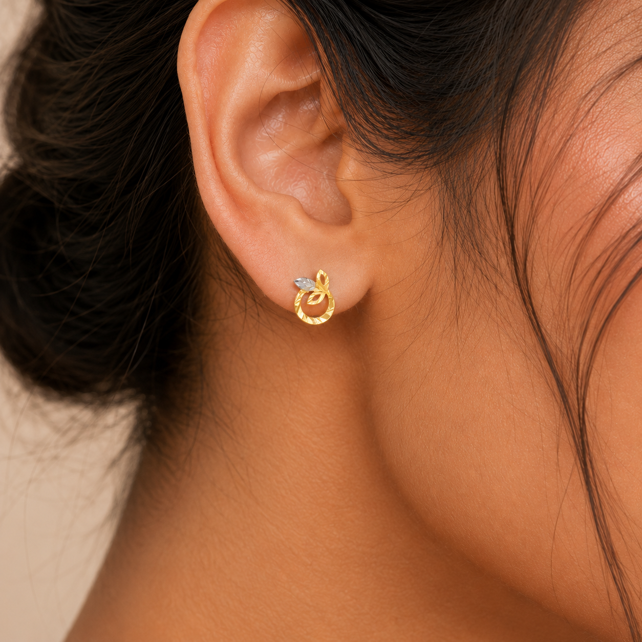 Yuvika Leafy Charm Gold Earrings
