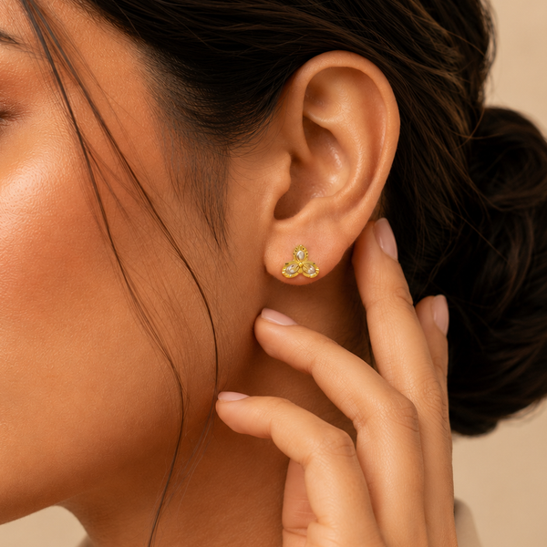 Kanak Floral Spark Gold Earrings