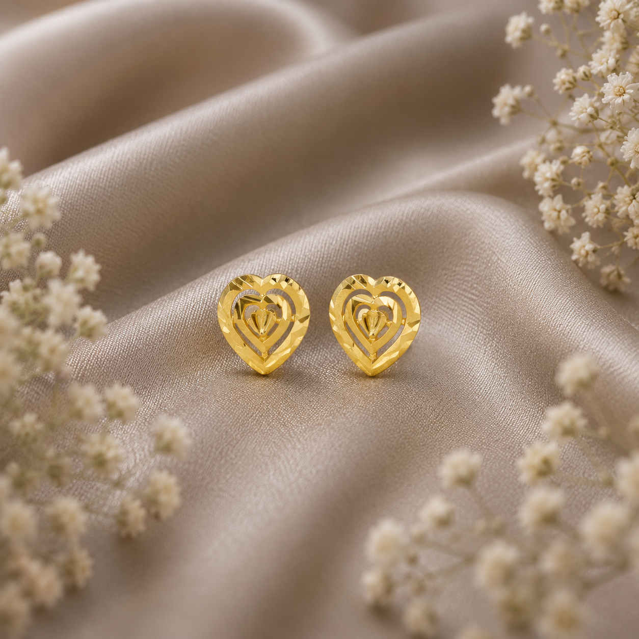 Ruhani Heart  Glow Gold Earrings