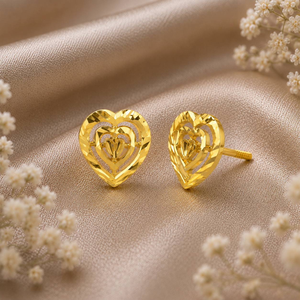 Ruhani Heart  Glow Gold Earrings