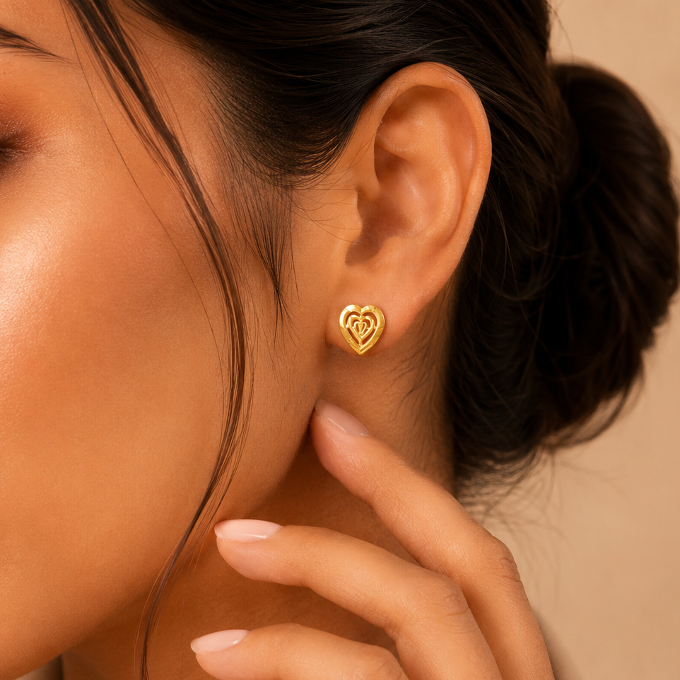 Ruhani Heart  Glow Gold Earrings