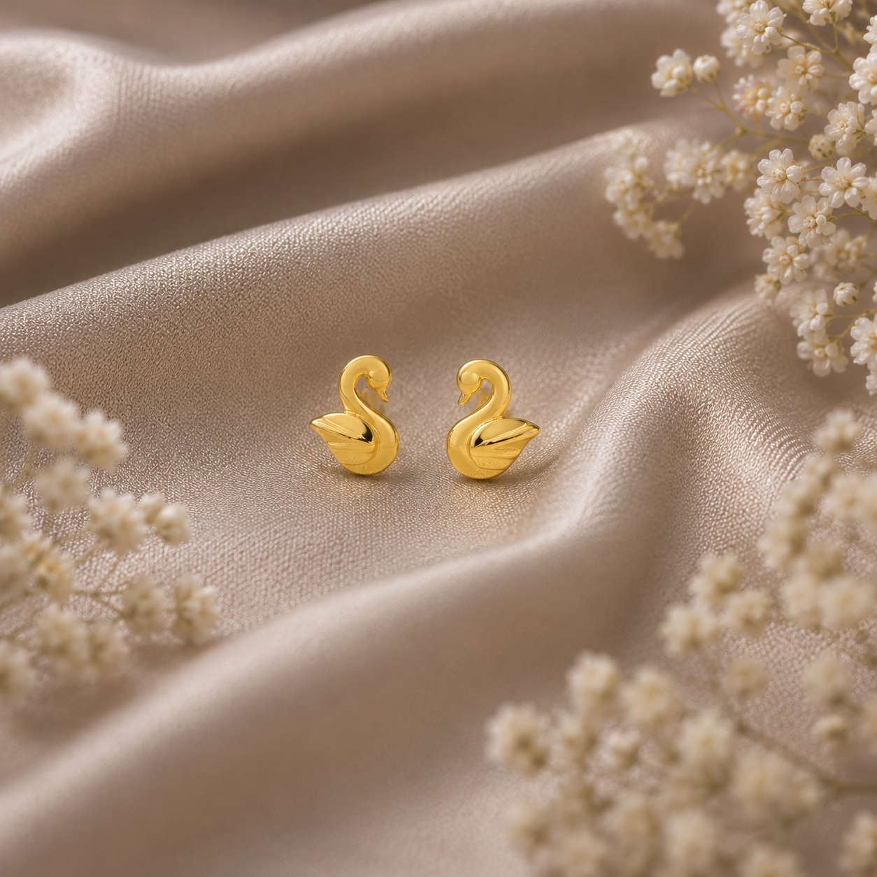 Kashvi Swan Elegance Gold Earrings