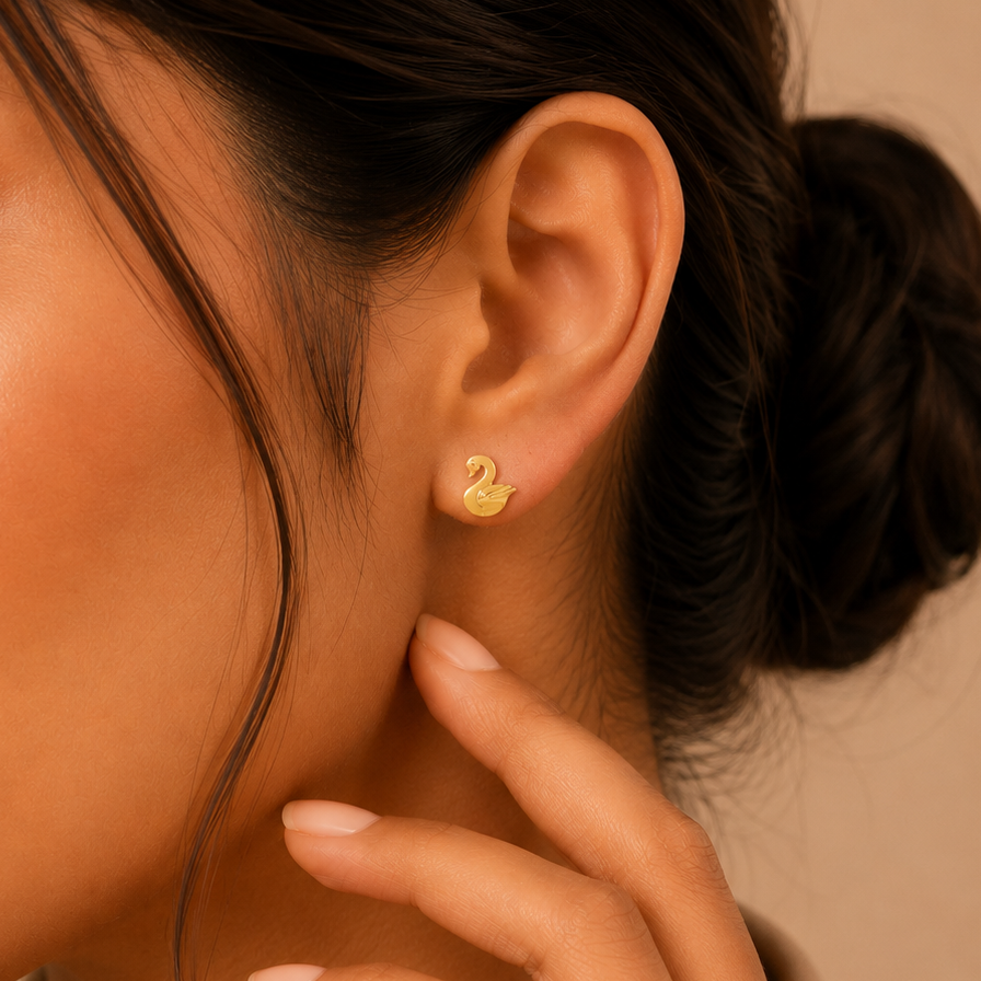 Kashvi Swan Elegance Gold Earrings